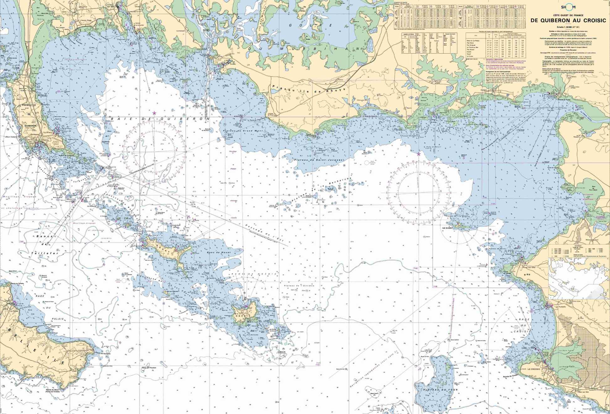 Nautical chart from Quiberon to Le Croisic